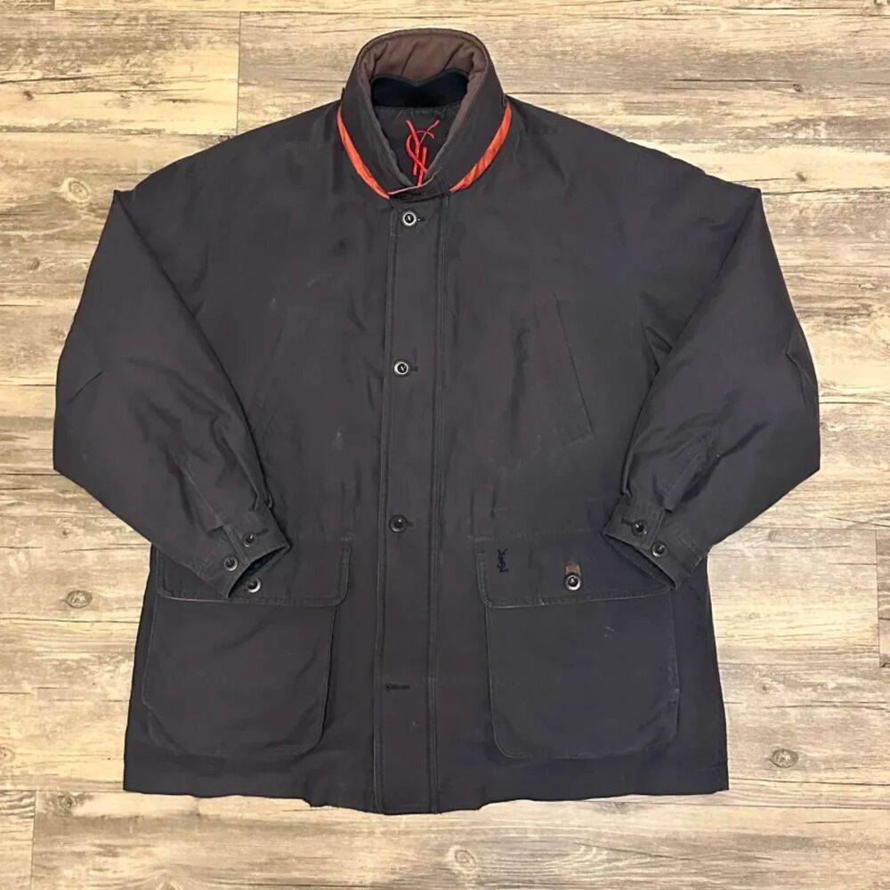 Vintage YSL Yves Saint Laurent Down Hooded Puffer Jacket Size XL